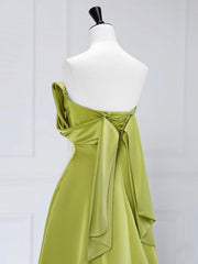 A-Line Off-Shoulder Satin Green Long Prom Dress Green Long Formal Dress