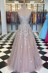 Unique Tulle Lace Long Prom Dress Lace Tulle Evening Dress