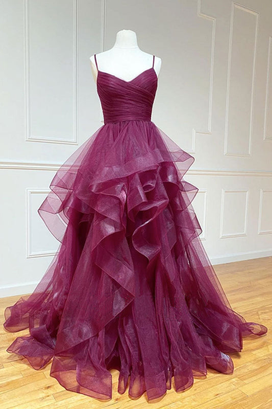 Simple Sweetheart Tulle Long Prom Gown Tulle Formal Gown