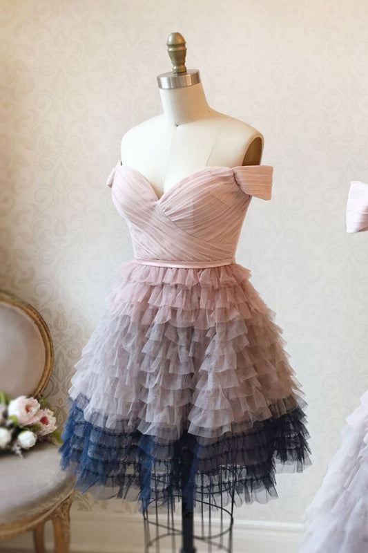 Pink Sweetheart Tulle Short Prom Dress Pink Tulle Formal Dress