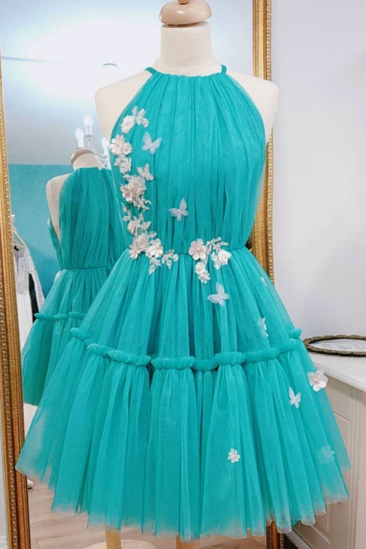 Green Tulle Short Prom Dress Green Tulle Homecoming Dress