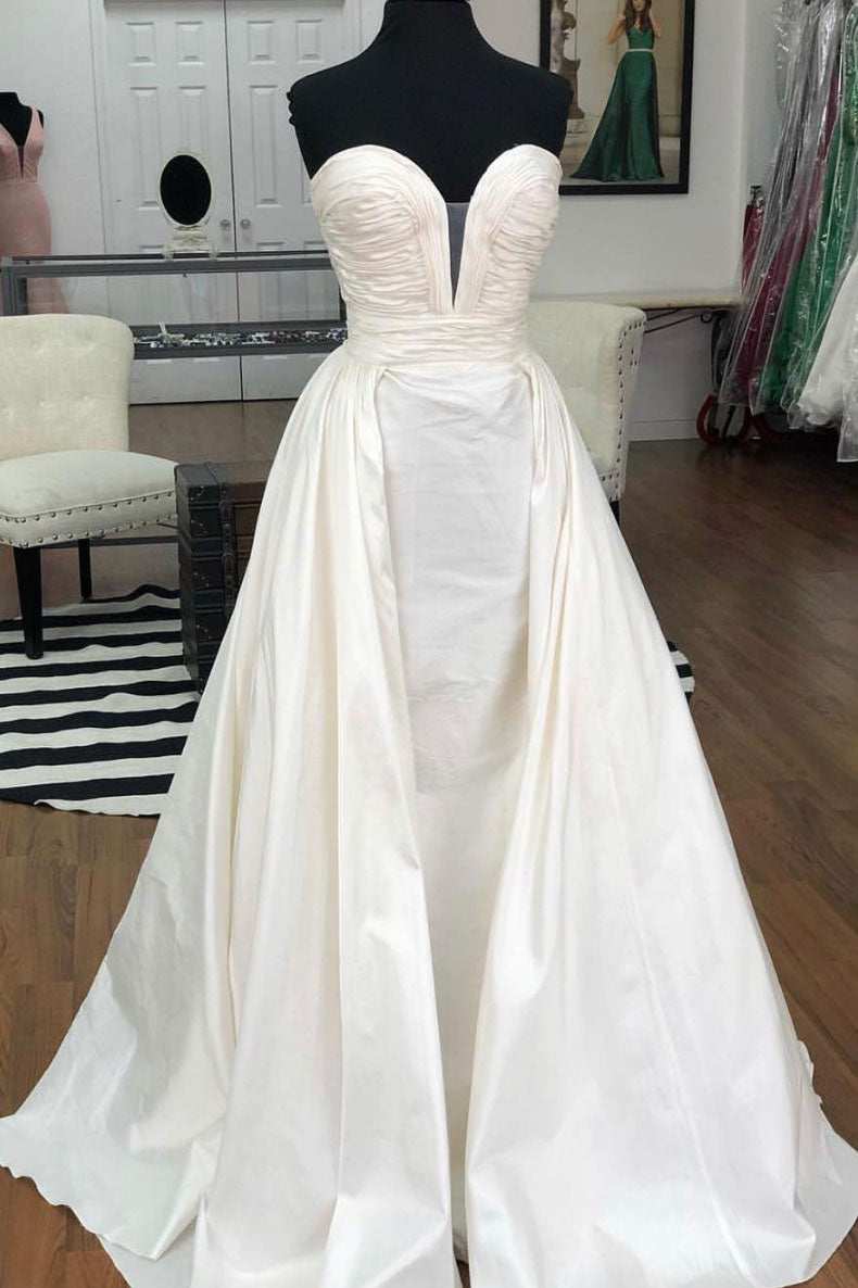 Simple White Satin Long Prom Dress White Evening Dress