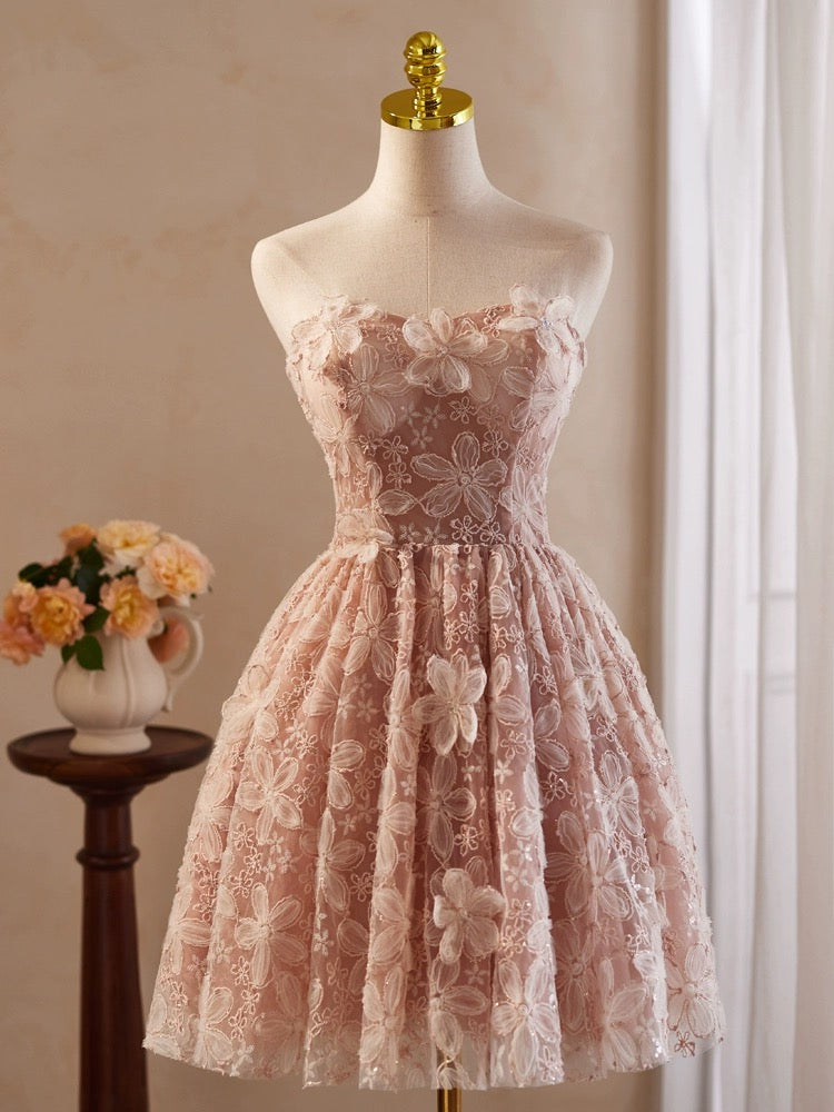 A-Line Off-Shoulder Pink Short Prom Dress Pink Homecoming Dress