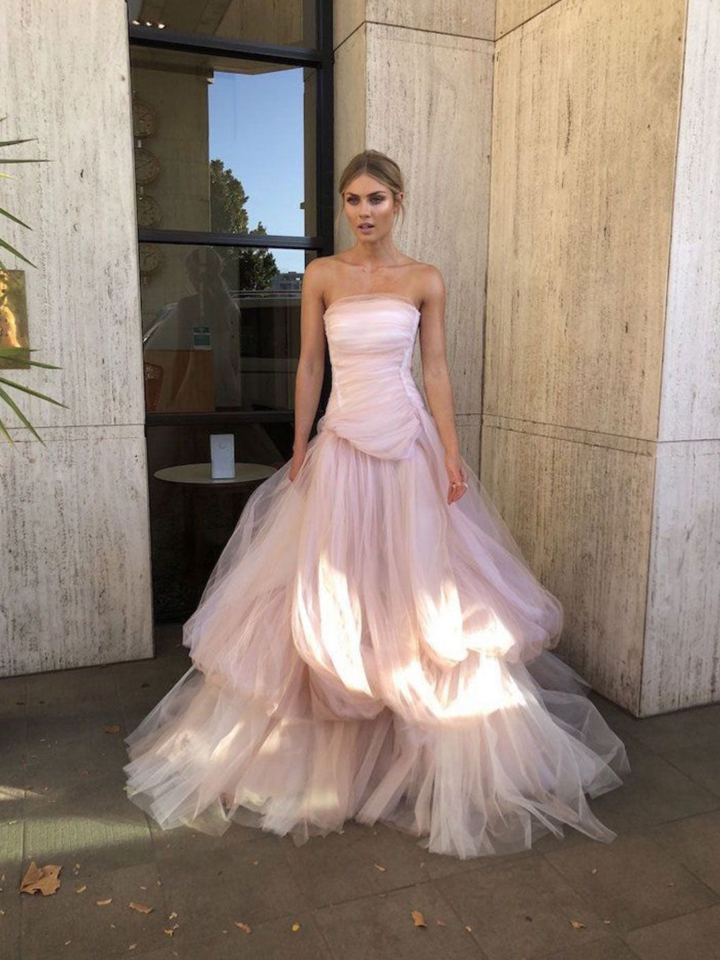 Light Pink Purple Tulle Long Prom Dress Pink Purple Tulle Formal Dress