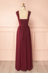 Burgundy Chiffon Lace Appliqu¨¦ Long Prom Dress Burgundy Evening Dress