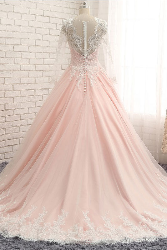 Pink Tulle Lace Long Prom Dress Pink Tulle Lace Evening Dress