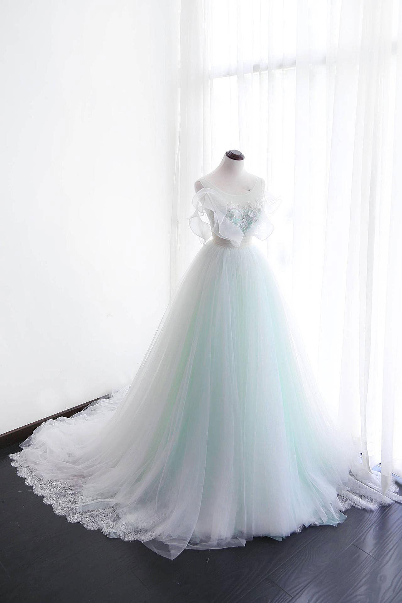 Elegant Tulle Lace Long Prom Dress Tulle Evening Dress