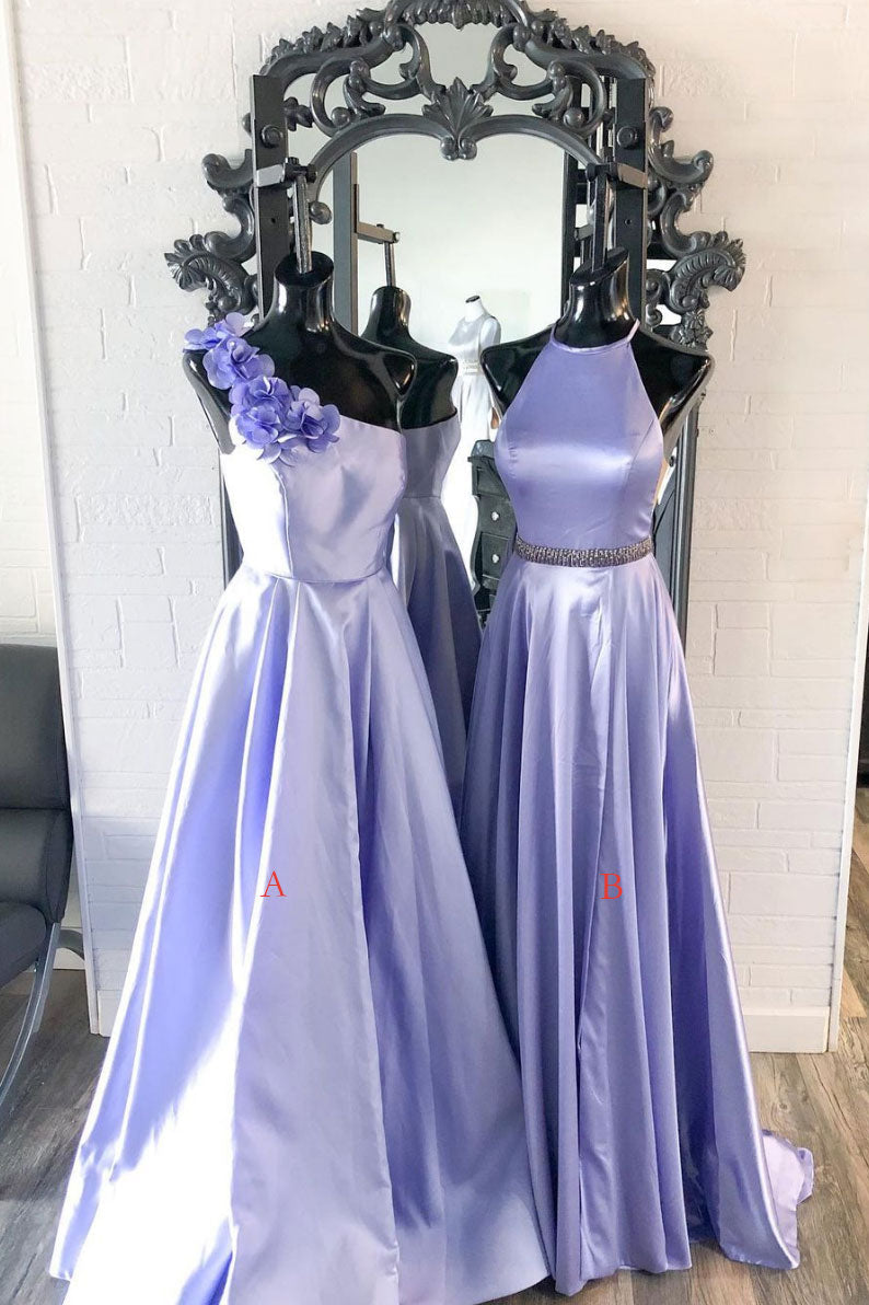 Purple Satin Long Prom Dress Purple Evening Gown