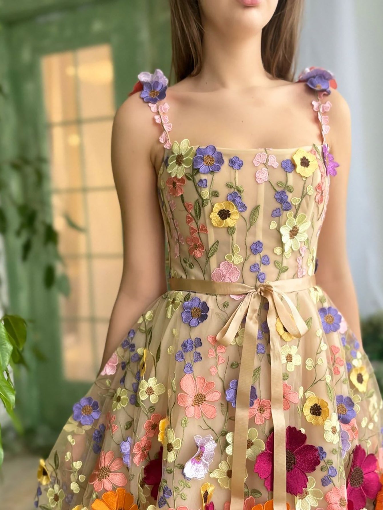 sophie pretty a line floral short homecoming dress with 3d flowers