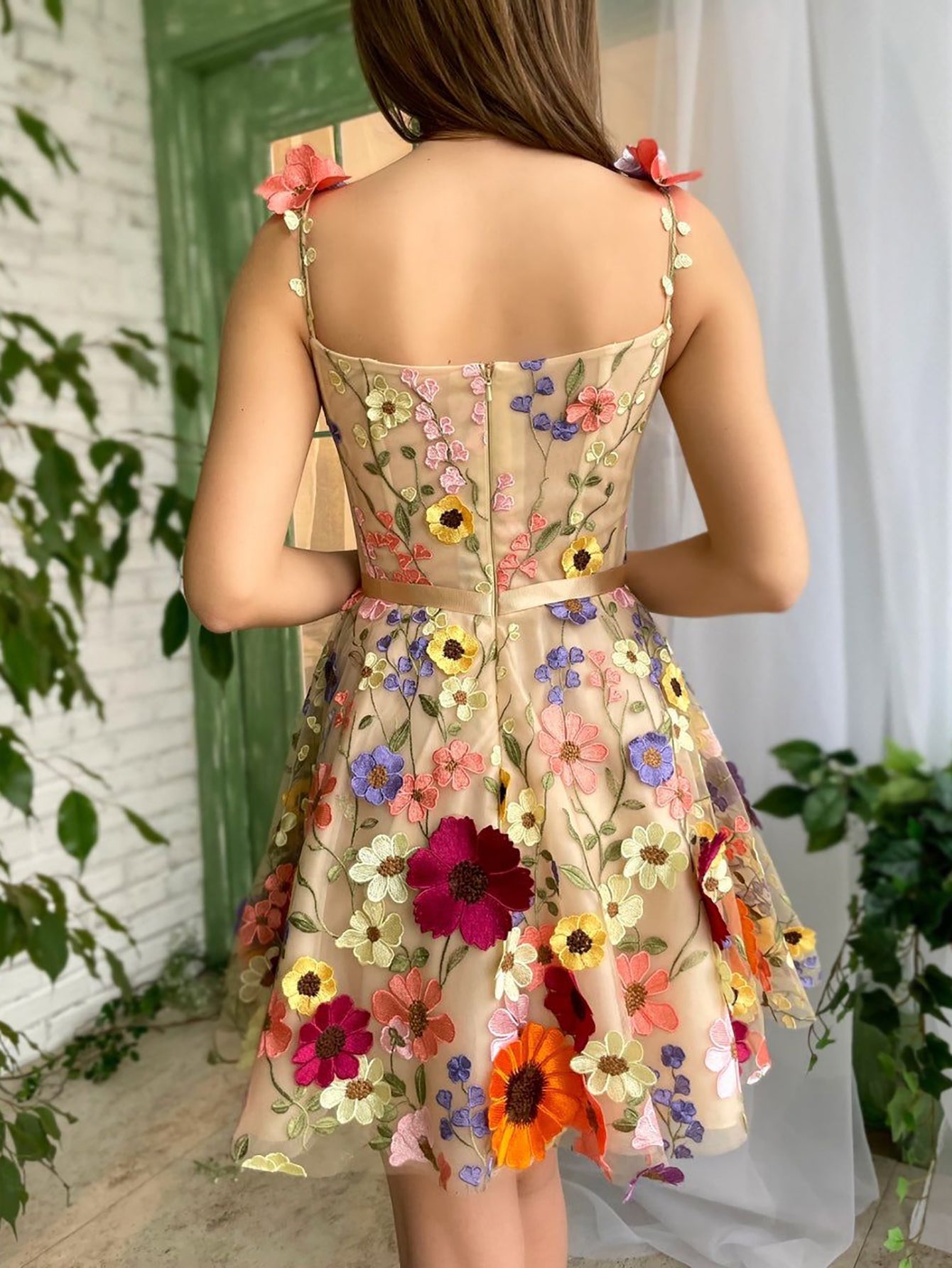 sophie pretty a line floral short homecoming dress with 3d flowers