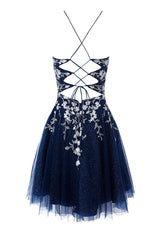 Bella Dressystars  Aline Short Glitter Tulle Material Homecoming Dress with Delicate Appliques