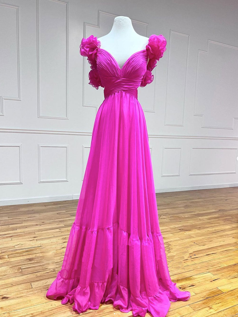 A-Line Fuchsia Long Prom Dress Backless Fuchsia Long Formal Dress