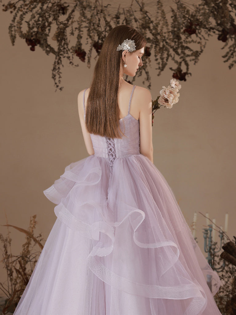 Purple Tulle Long Prom Dress Purple Tulle Formal Gown