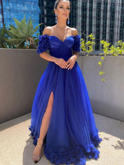 Royal Blue Tulle Long Prom Dress Blue Tulle Long Evening Gown