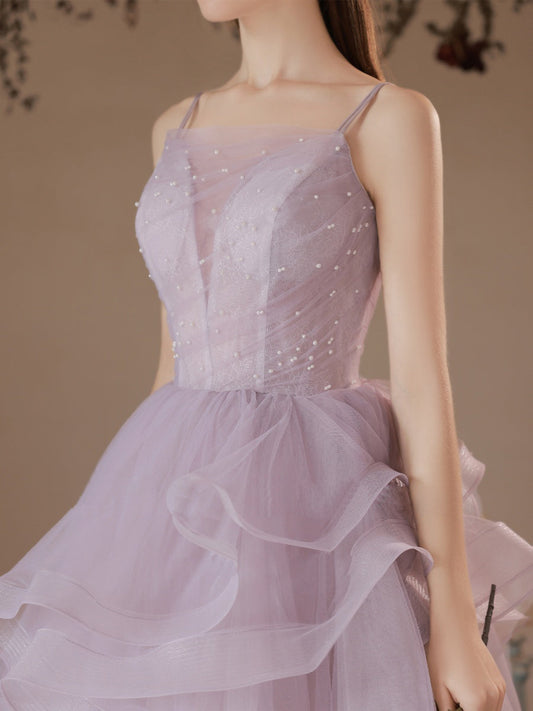 Purple Tulle Long Prom Dress Purple Tulle Formal Gown