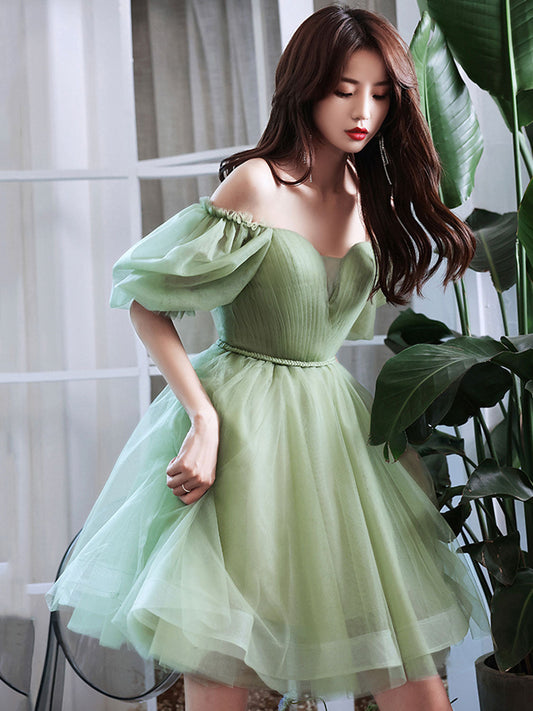 Green Tulle Short Prom Dress Green Tulle Homecoming Dress