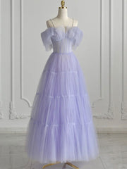 Purple Tulle Long Prom Dress Tulle Evening Dress