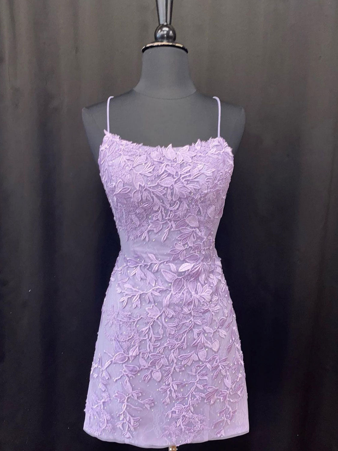 Simple Purple Lace Short Mermaid Prom Dress Lace Homecoming Dress