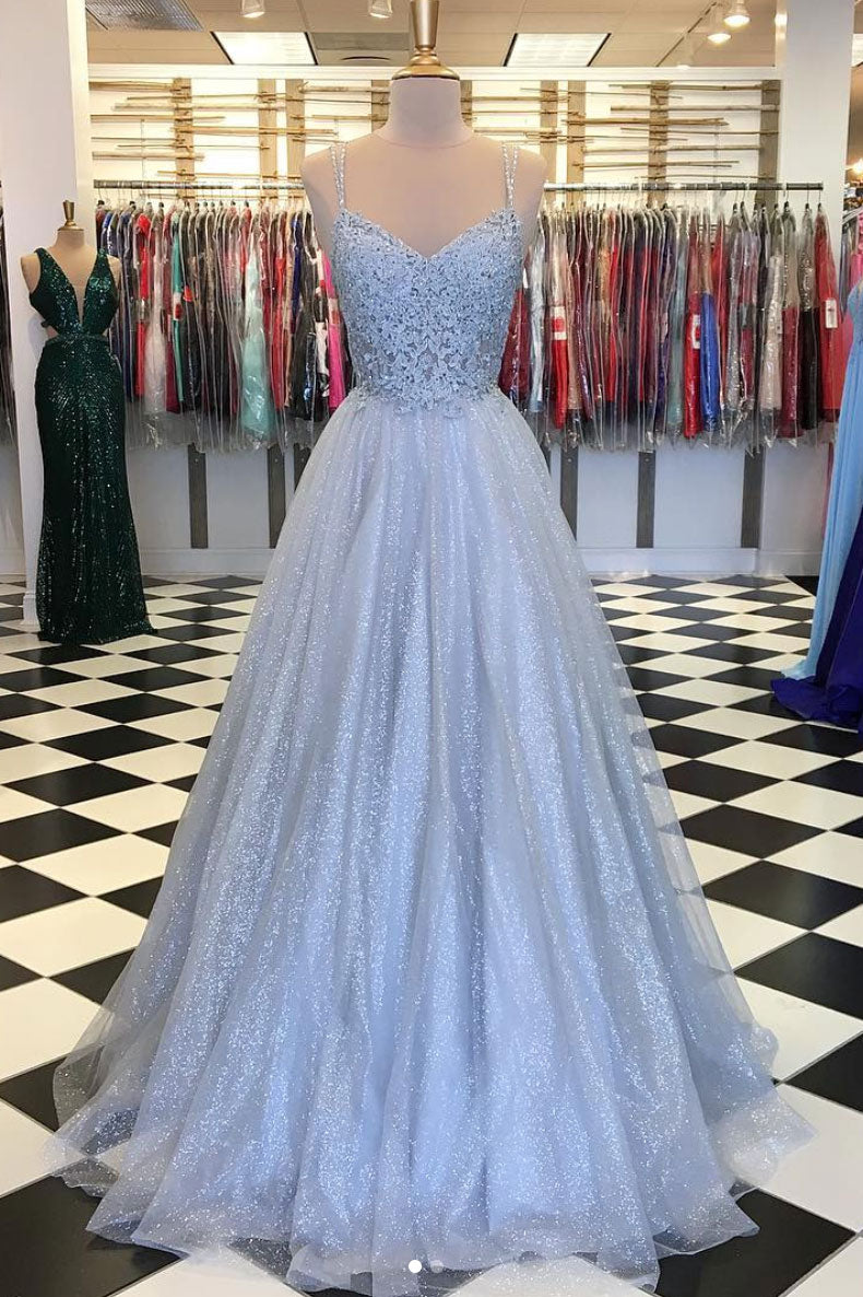 Gray Sweetheart Tulle Lace Long Prom Dress Gray Tulle Lace Evening Dress