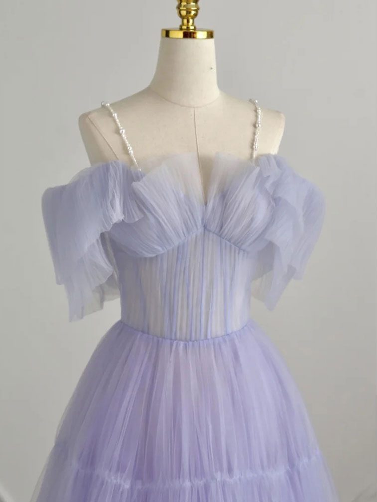 Purple Tulle Long Prom Dress Tulle Evening Dress