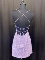 Simple Purple Lace Short Mermaid Prom Dress Lace Homecoming Dress