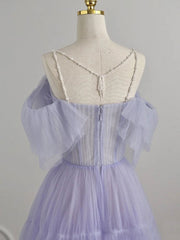 Purple Tulle Long Prom Dress Tulle Evening Dress