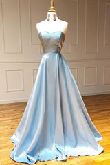 Simple Sweetheart Blue Long Prom Dress Blue Long Evening Dress