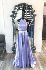 Purple Satin Long Prom Dress Purple Evening Gown