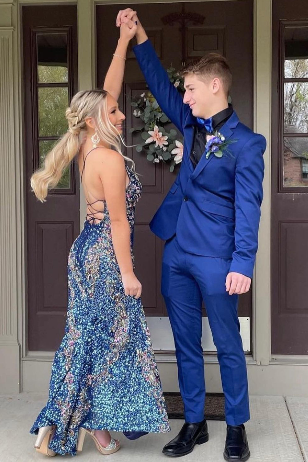 Regal Royal Blue Notched Lapel 2-Piece Prom Suit