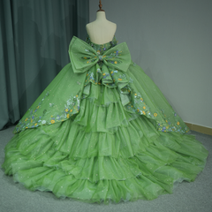 Green Quinceanera Dress Sweet 15 Evening Dress Crystal Sleeveless Beading Ball Gown Dress