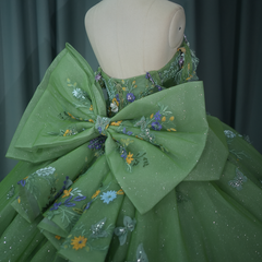 Green Quinceanera Dress Sweet 15 Evening Dress Crystal Sleeveless Beading Ball Gown Dress