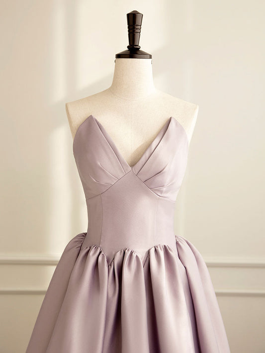 Simple A-Line Satin Pink Long Prom Dress Formal Bridesmaid Dress