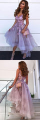 Purple Tulle Lace High Neck Prom Dress Lace Homecoming Dress