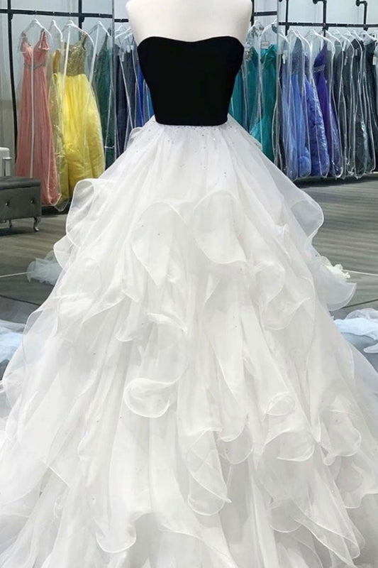 White Tulle Long Prom Dress White Tulle Formal Gown