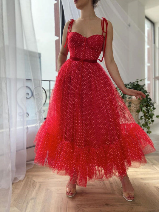 Red Sweetheart Tulle Short Prom Dress Red Tulle Homecoming Dress