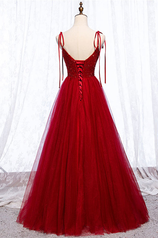 Burgundy Sweetheart Beaded Long Prom Dress Burgundy Evening Dress