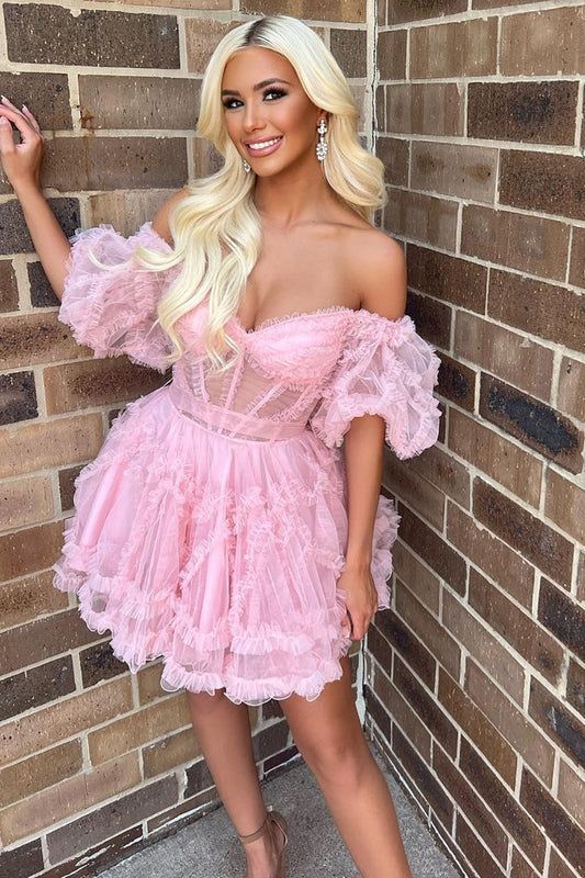 naomi pretty a line off the shoulder tulle homecoming dress