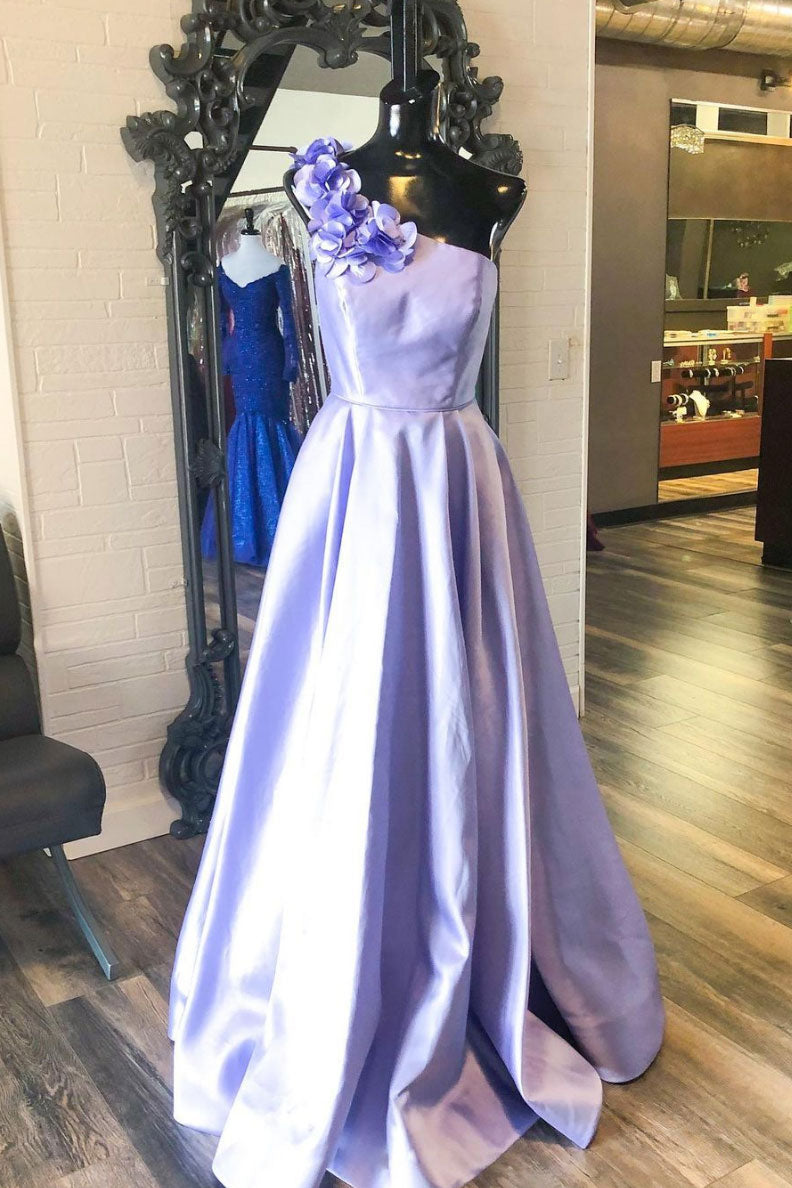 Purple Satin Long Prom Dress Purple Evening Gown