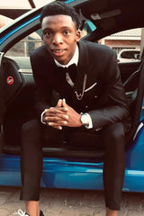 Classic Black Peak Lapel Double-Breasted 2-Piece Prom Suit