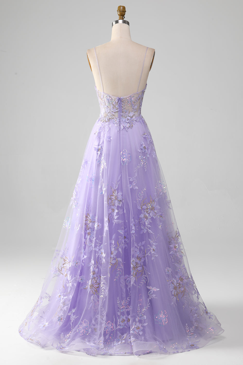 Elegant Purple A Line Tulle Long Prom Dress With Appliques