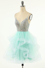 Dressystars A Line Sexy V Neck Tulle Material Homecoming Dress