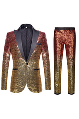 Ombre Sequins Purple Men's 2-Piece Slim Fit Notched Lapel Homecoming Suit