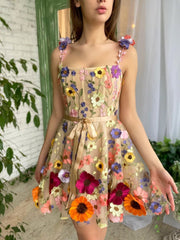 sophie pretty a line floral short homecoming dress with 3d flowers