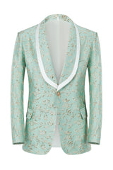 Chic Mint Shawl Lapel Jacquard Men's Prom Suit