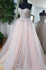 Unique Sweetheart Tulle Lace Long Prom Dress Tulle Lace Evening Dress