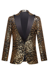 Dazzling Golden Sequins Men's Blazer