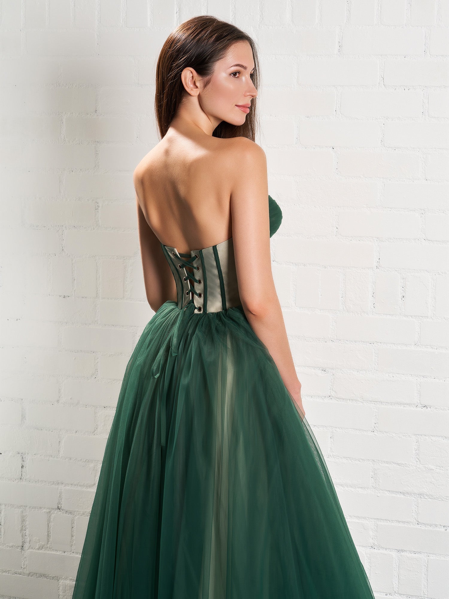 Lightweight Strapless Puffy Midi Tulle Material Dress