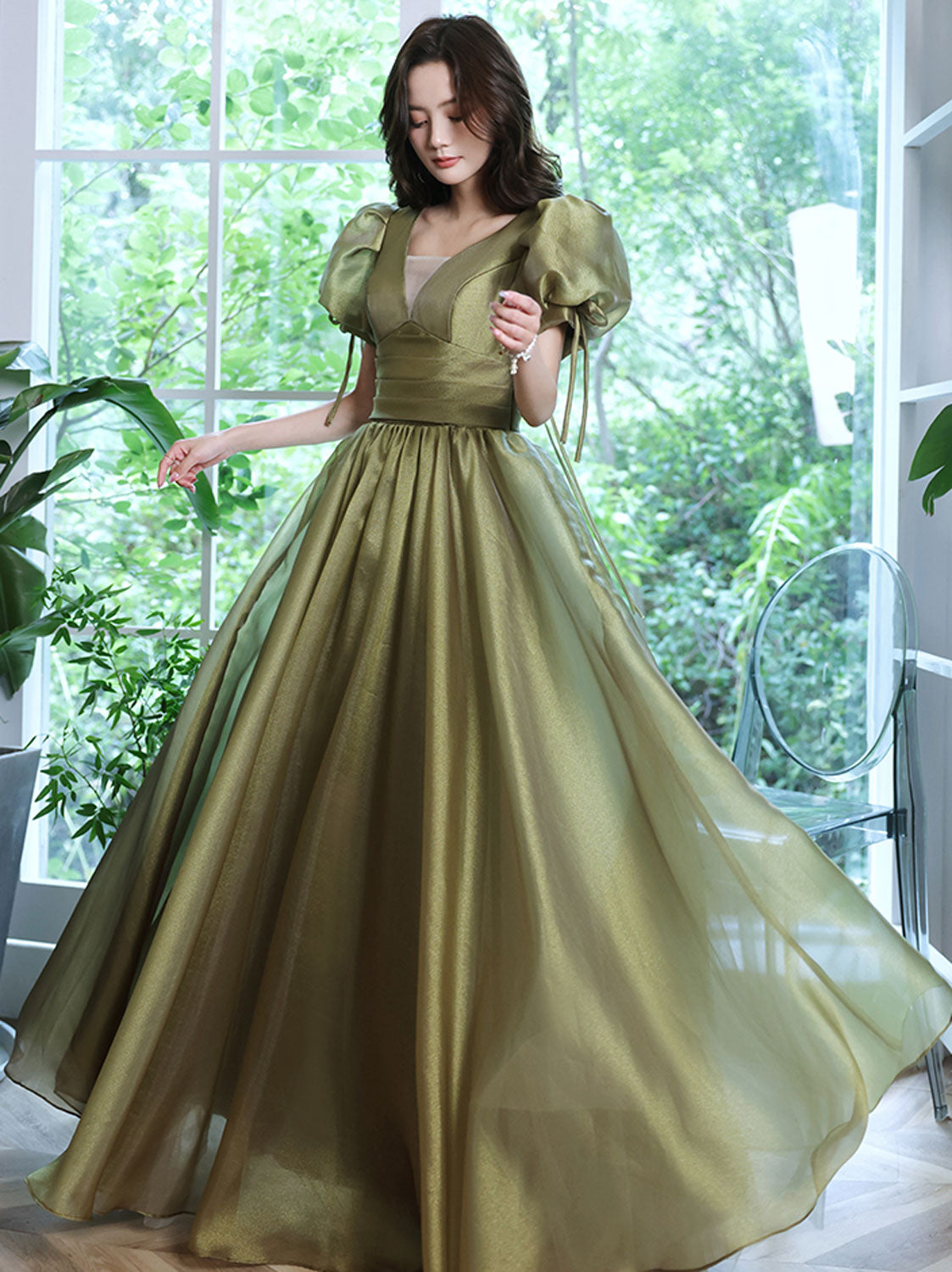 Green Tulle Long Prom Dress Green Tulle Long Evening Dress