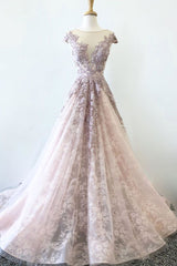 Unique Tulle Lace Long Prom Dress Tulle Lace Formal Dress