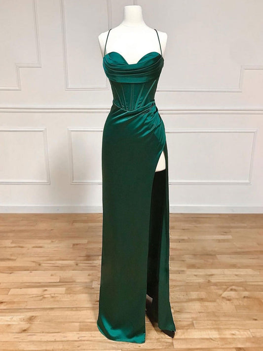 Mermaid Sweetheart Neck Green Long Prom Dress Green Formal Evening Dress